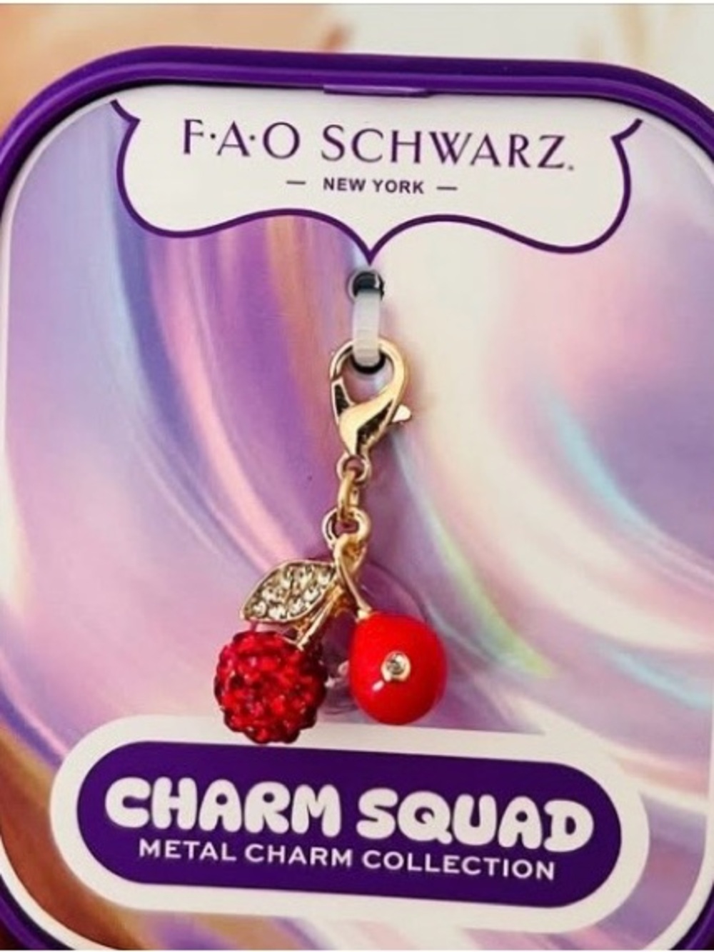 FAO Schwarz Red Cherry Charm with Gold Hardware
